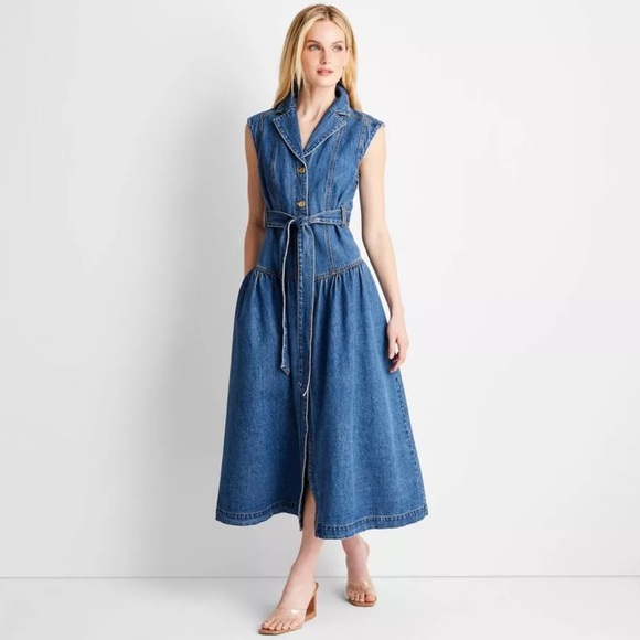 Target Dresses & Skirts - Women's Sleeveless Denim Button-Front Midi Dress~Future Collective ~Jenee Naylor